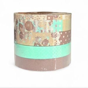 Japanese Mint and Brown Patterned Washi Tape Trio